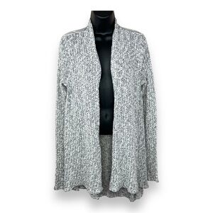 Medium Vanity Grey Knit Lace Accent Shrug Sweater Long Sleeve Open Front